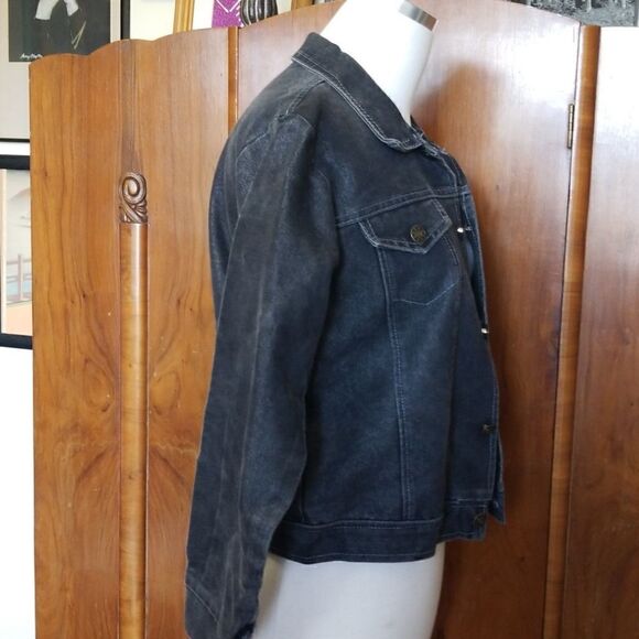 FUBU Platinum Black Denim Jacket, Vintage,  S - Picture 5 of 6